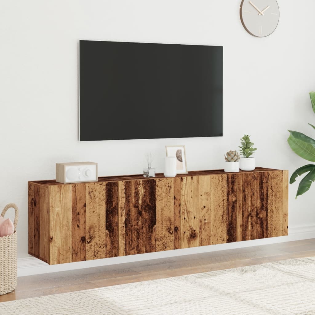 vidaXL Ścienne szafki TV, 2 szt., stare drewno, 80x30x41 cm