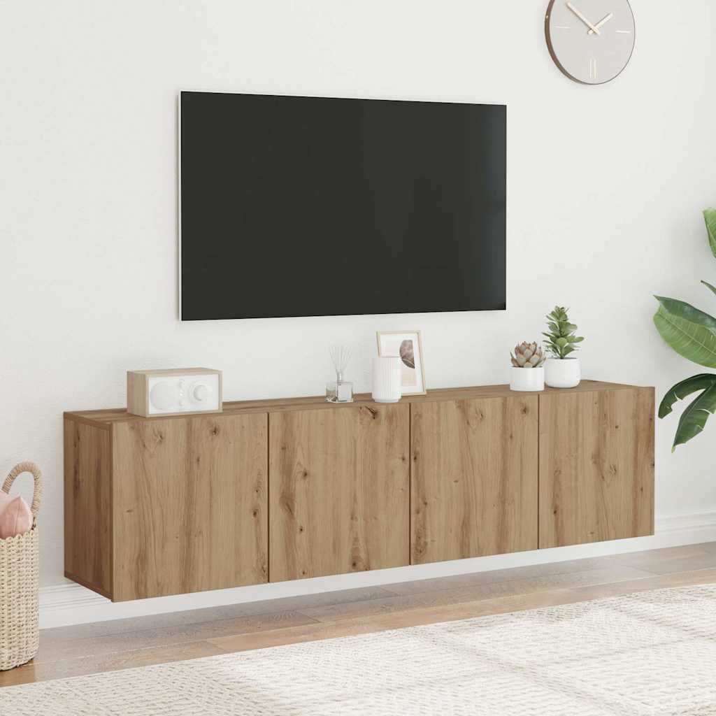 vidaXL Ścienne szafki TV, 2 szt., dąb artisian, 80x30x41 cm