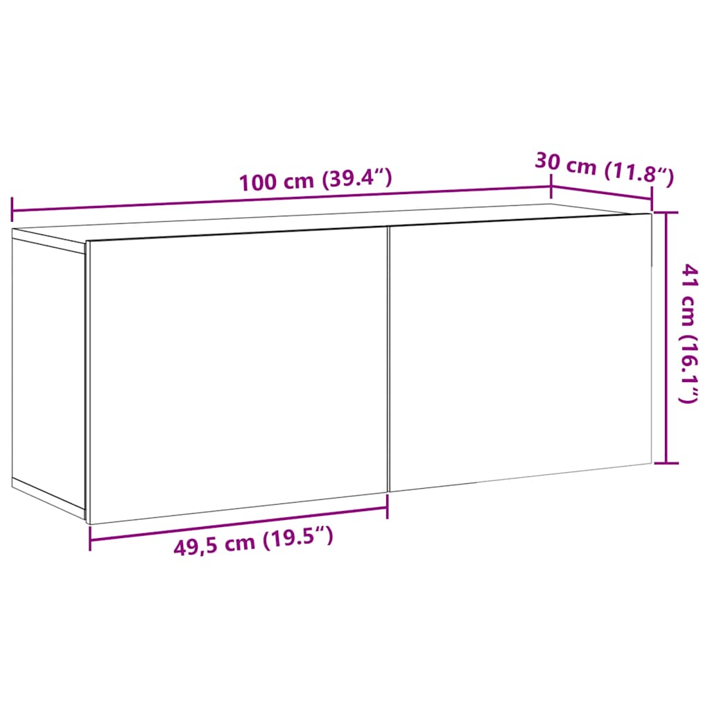 vidaXL Ścienna szafka TV, stare drewno, 100x30x41 cm