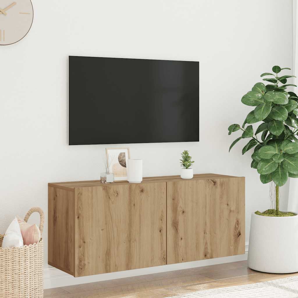 vidaXL Szafka pod telewizor, ścienna, dąb artisan, 100x30x41 cm