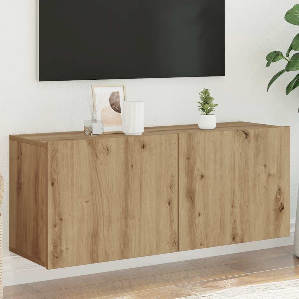 vidaXL Szafka pod telewizor, ścienna, dąb artisan, 100x30x41 cm