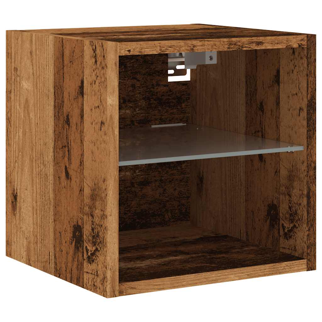 vidaXL Ścienna szafka TV z LED, stare drewno, 30x28,5x30 cm