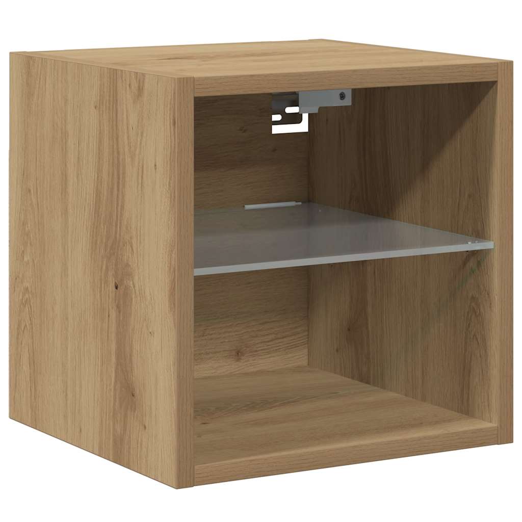 vidaXL Ścienne szafki TV z LED, 2 szt., dąb artisan, 30x28,5x30 cm