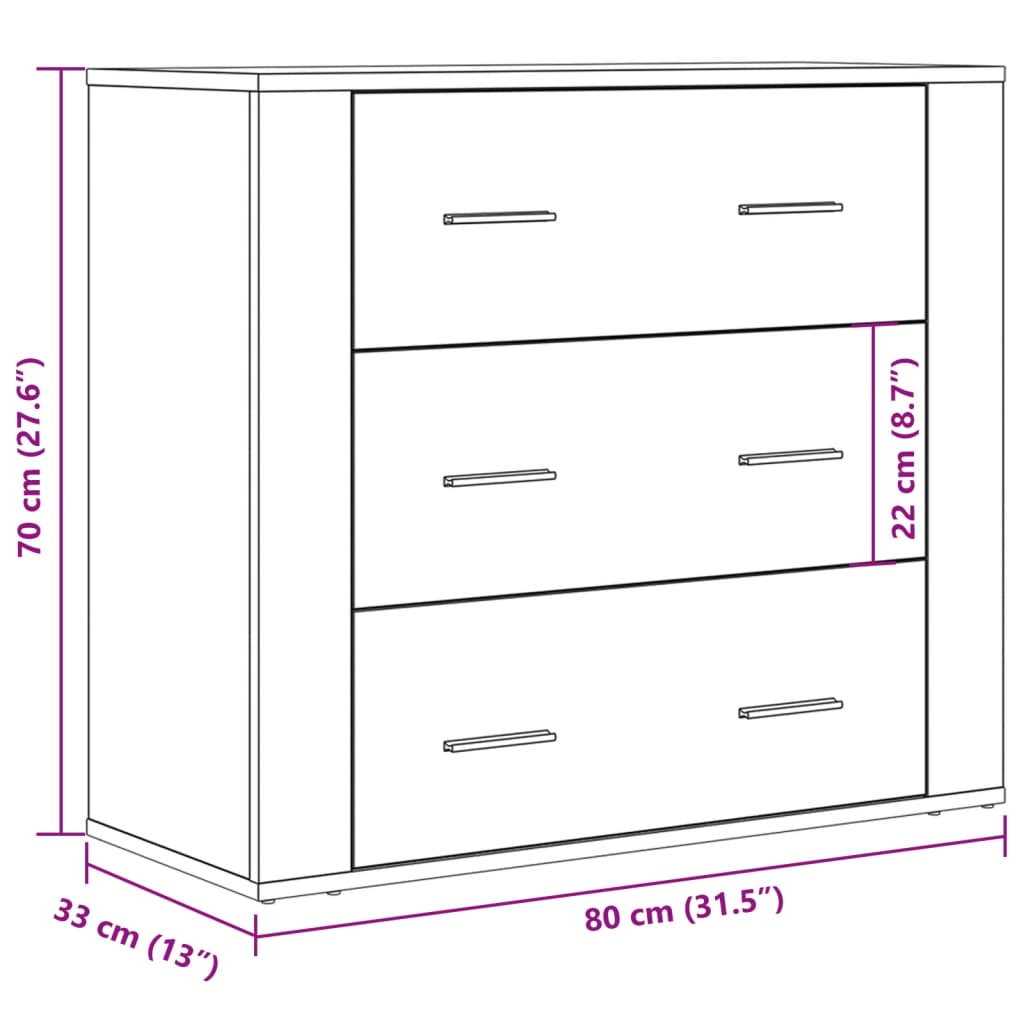 vidaXL Szafka, stare drewno, 80x33x70 cm, materiał drewnopochodny