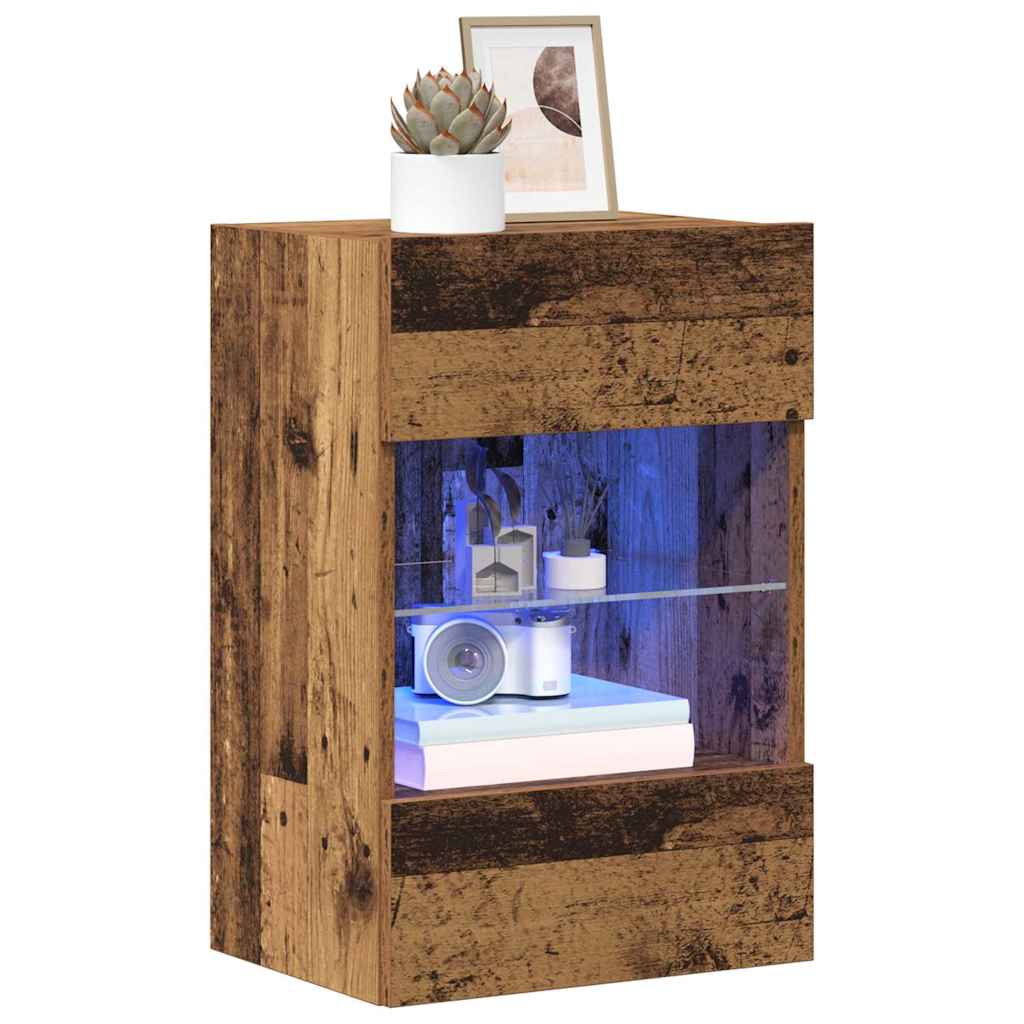 vidaXL Szafki wiszące z oświetleniem LED do telewizora, 2 szt., stare drewno, 40x30x60,5 cm