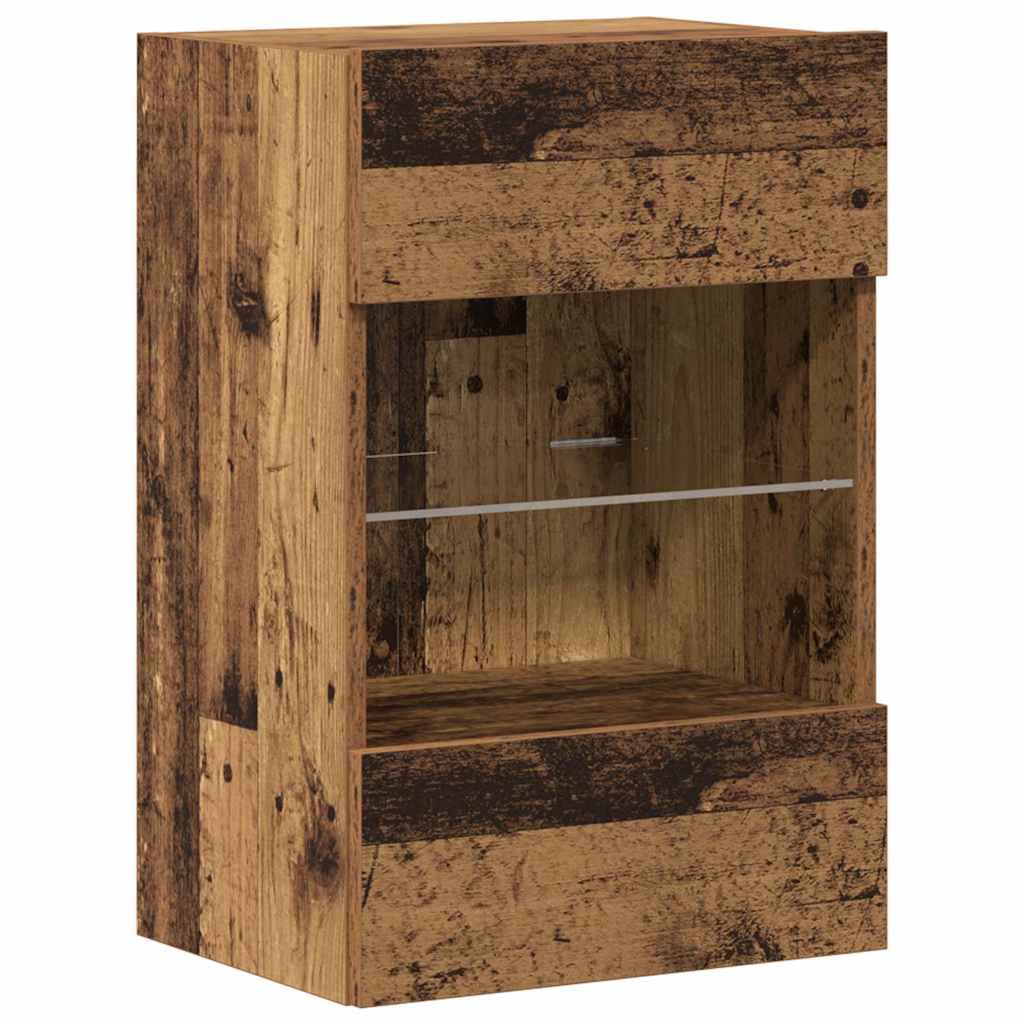 vidaXL Szafki wiszące z oświetleniem LED do telewizora, 2 szt., stare drewno, 40x30x60,5 cm