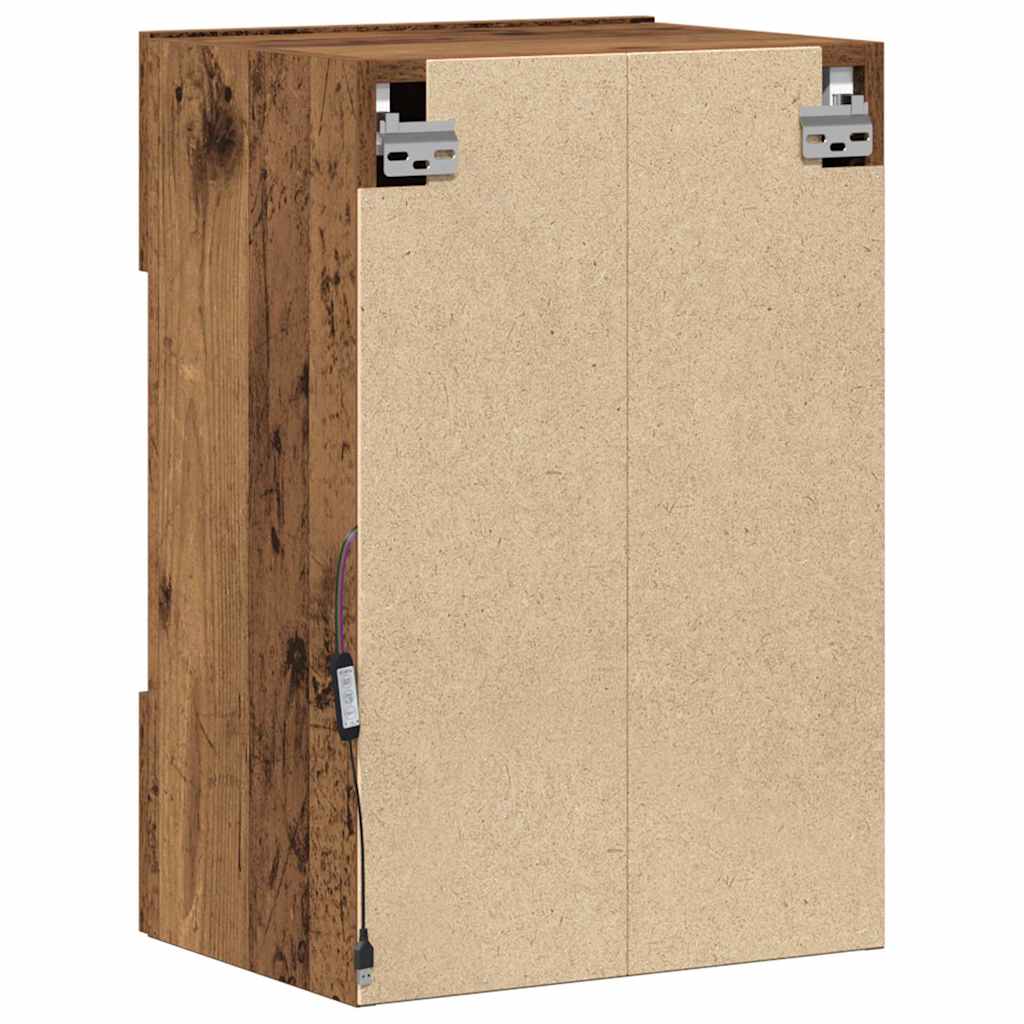 vidaXL Szafki wiszące z oświetleniem LED do telewizora, 2 szt., stare drewno, 40x30x60,5 cm