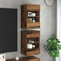 vidaXL Szafki wiszące z oświetleniem LED do telewizora, 2 szt., stare drewno, 40x30x60,5 cm