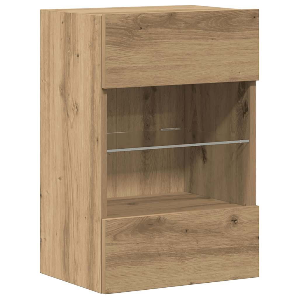 vidaXL Szafki wiszące z oświetleniem LED do telewizora 2 szt. Dąb Artisan