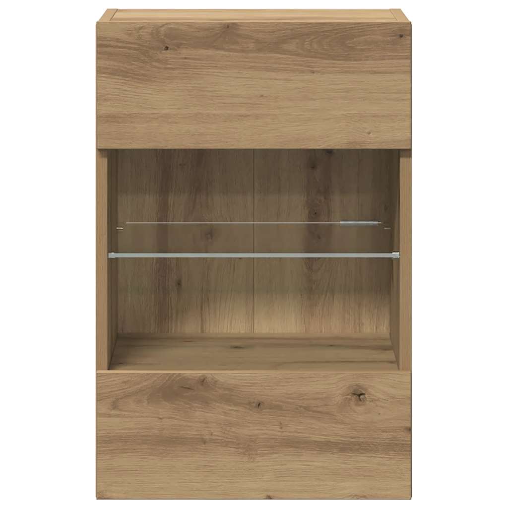 vidaXL Szafki wiszące z oświetleniem LED do telewizora 2 szt. Dąb Artisan