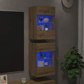vidaXL Szafki wiszące z oświetleniem LED do telewizora 2 szt. Dąb Artisan