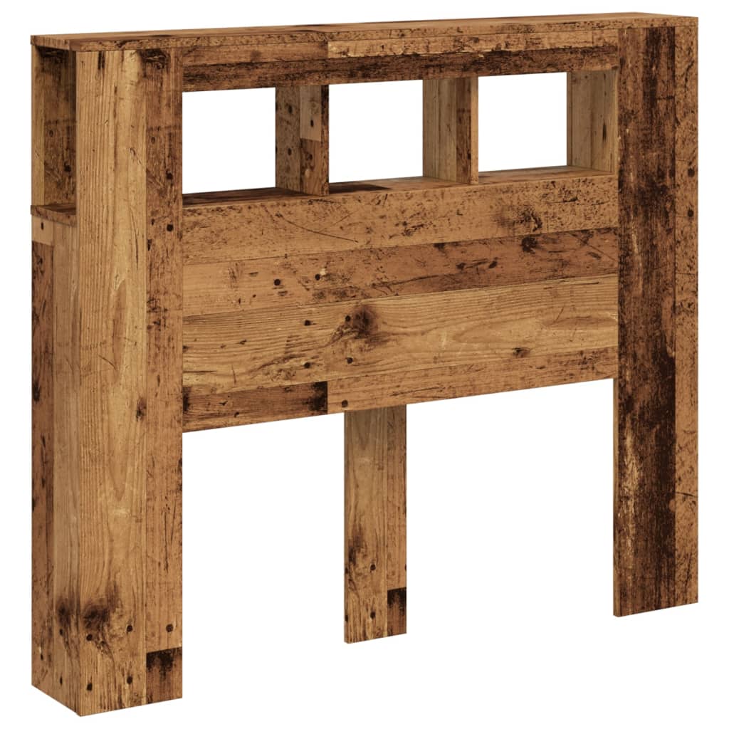 vidaXL Wezgłowie łóżka z LED, stare drewno, 120x18,5x103,5 cm
