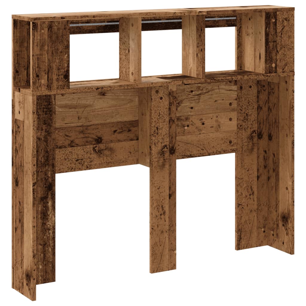 vidaXL Wezgłowie łóżka z LED, stare drewno, 120x18,5x103,5 cm