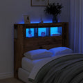 vidaXL Wezgłowie łóżka z LED, stare drewno, 120x18,5x103,5 cm