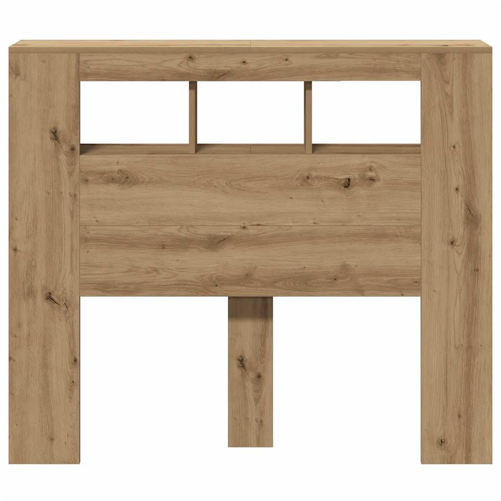 vidaXL Wezgłowie łóżka z LED, dąb artisan, 120x18,5x103,5 cm