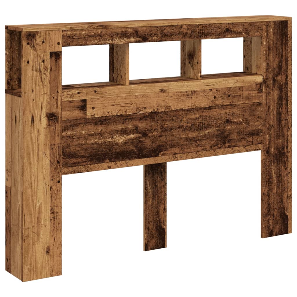 vidaXL Wezgłowie łóżka z LED, stare drewno, 140x18,5x103,5 cm