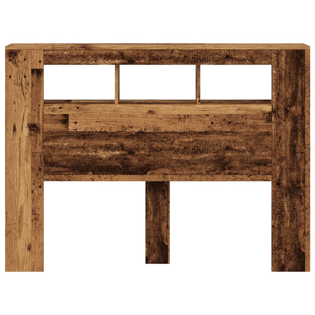 vidaXL Wezgłowie łóżka z LED, stare drewno, 140x18,5x103,5 cm