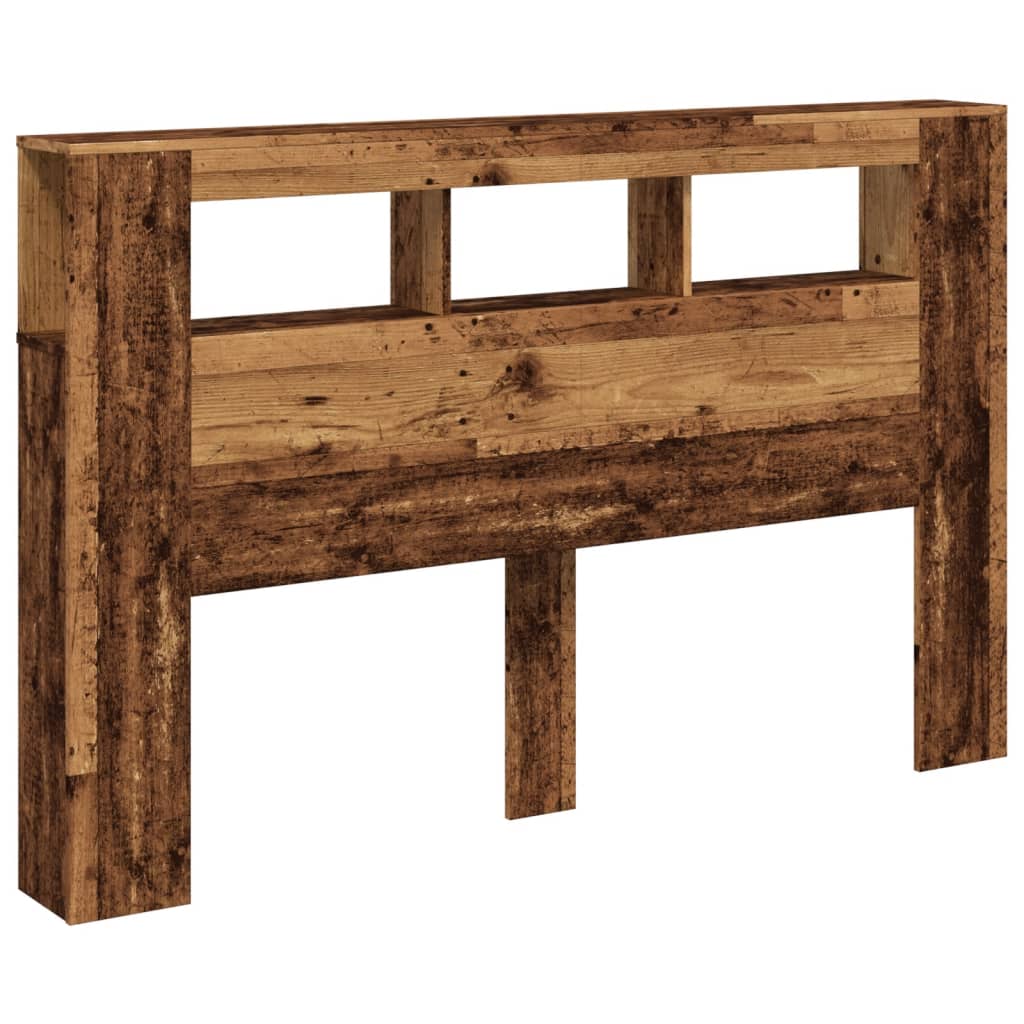 vidaXL Wezgłowie łóżka z LED, stare drewno, 160x18,5x103,5 cm