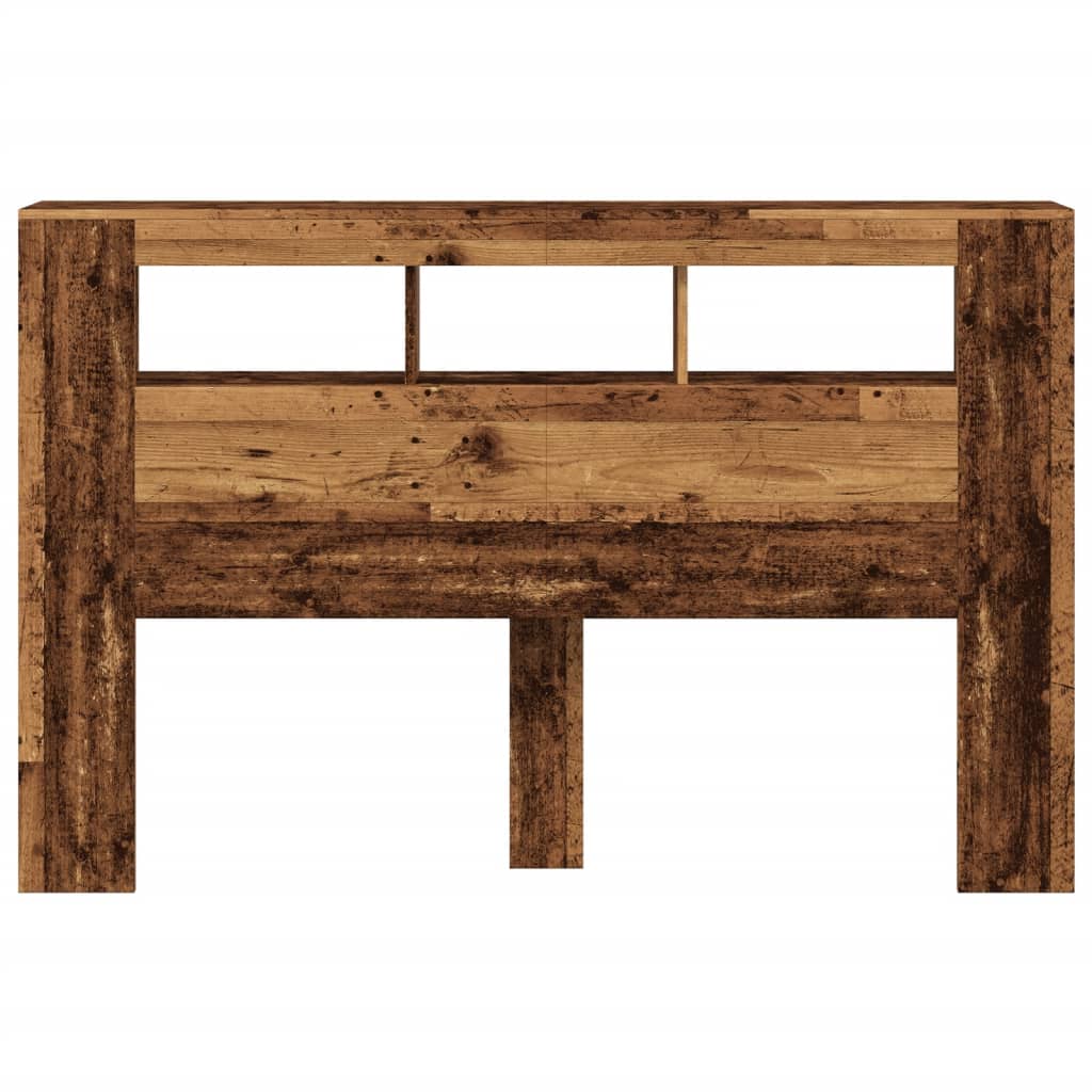 vidaXL Wezgłowie łóżka z LED, stare drewno, 160x18,5x103,5 cm
