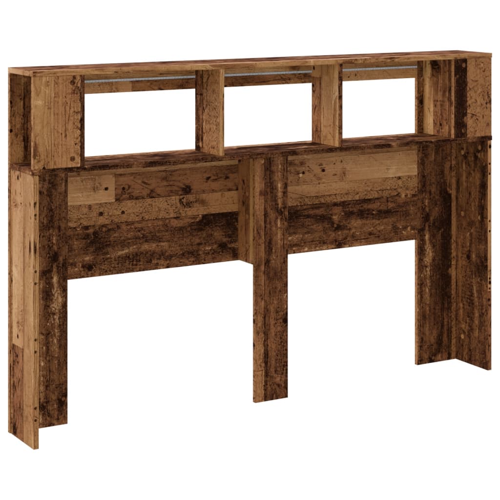 vidaXL Wezgłowie łóżka z LED, stare drewno, 160x18,5x103,5 cm