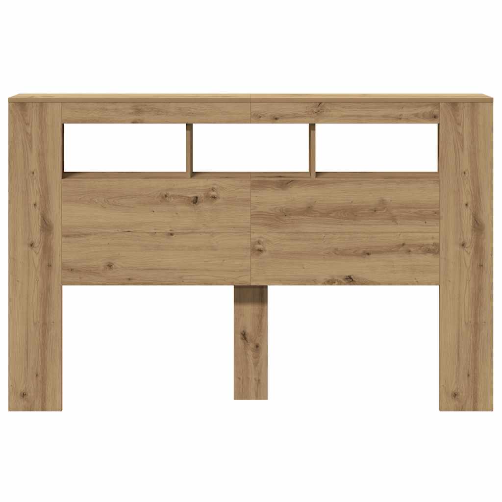 vidaXL Wezgłowie łóżka z LED, dąb artisan, 160x18,5x103,5 cm