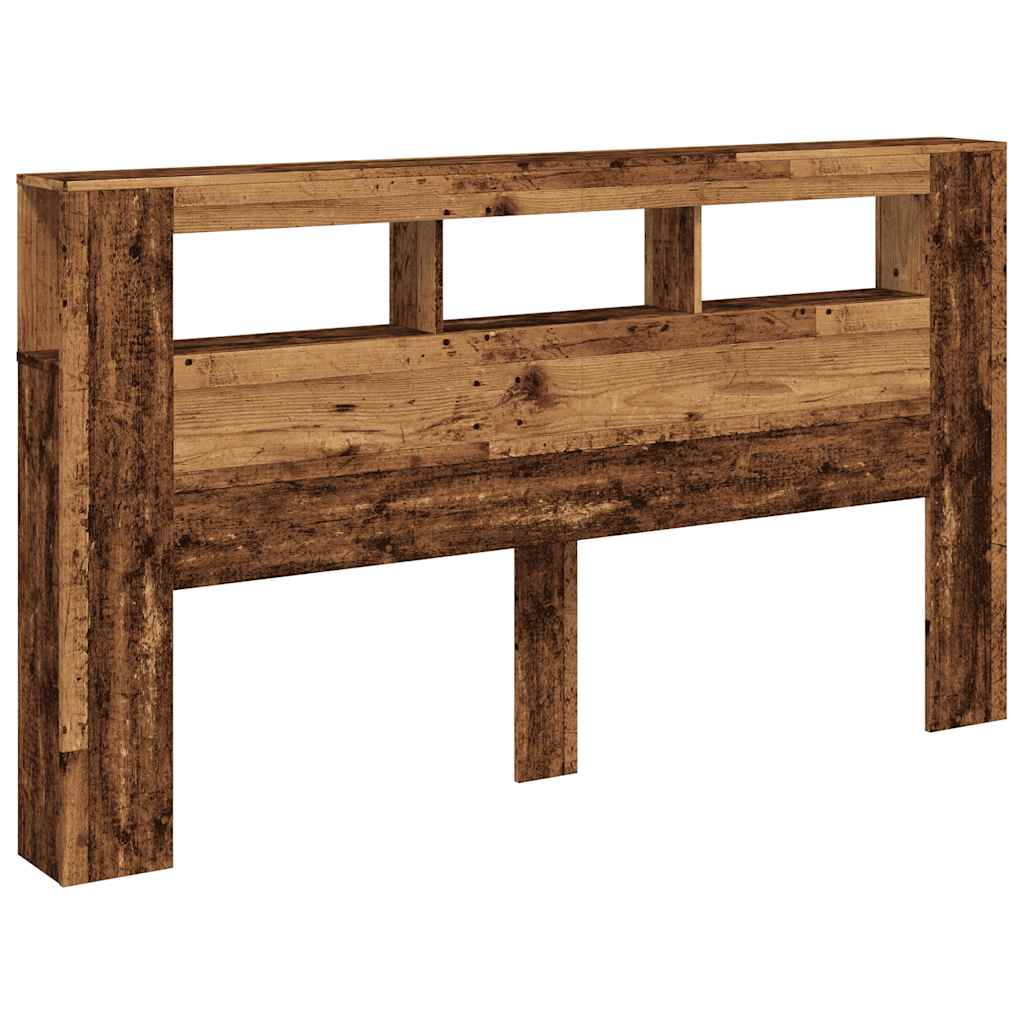 vidaXL Wezgłowie łóżka z LED, stare drewno, 180x18,5x103,5 cm