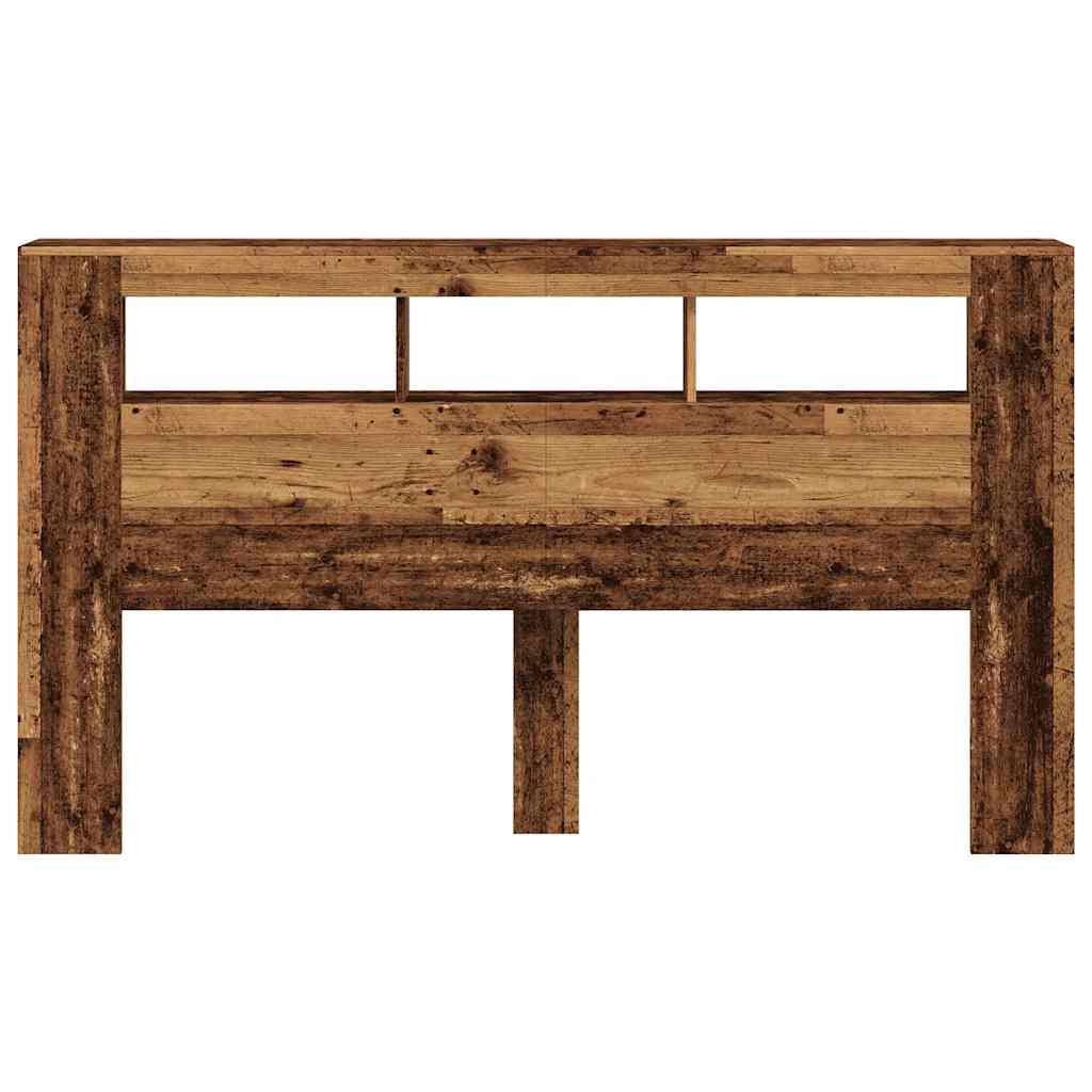 vidaXL Wezgłowie łóżka z LED, stare drewno, 180x18,5x103,5 cm