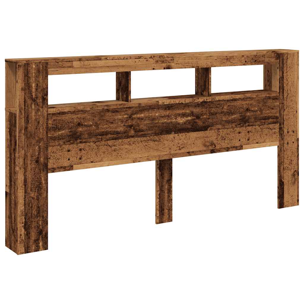 vidaXL Wezgłowie łóżka z LED, stare drewno, 200x18,5x103,5 cm