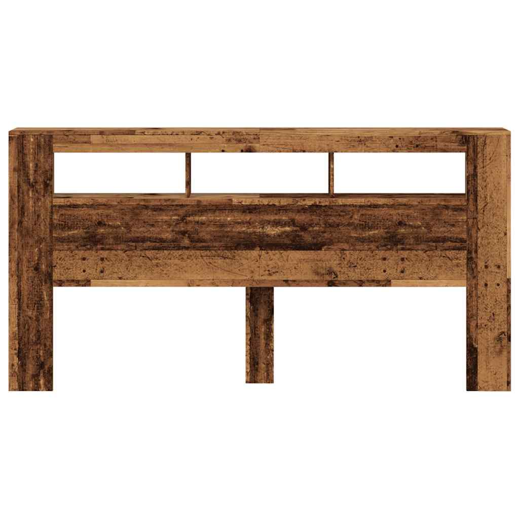 vidaXL Wezgłowie łóżka z LED, stare drewno, 200x18,5x103,5 cm