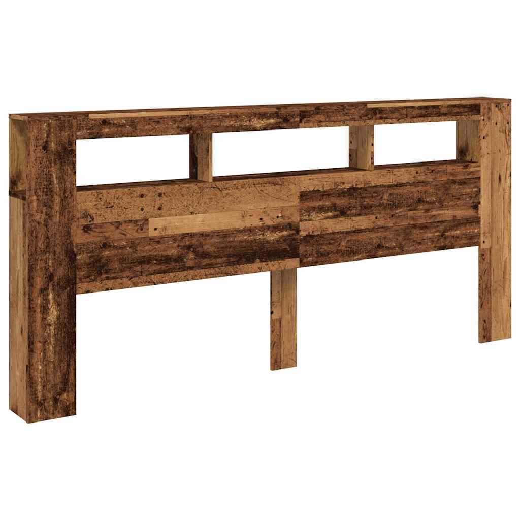 vidaXL Wezgłowie łóżka z LED, stare drewno, 220x18,5x103,5 cm