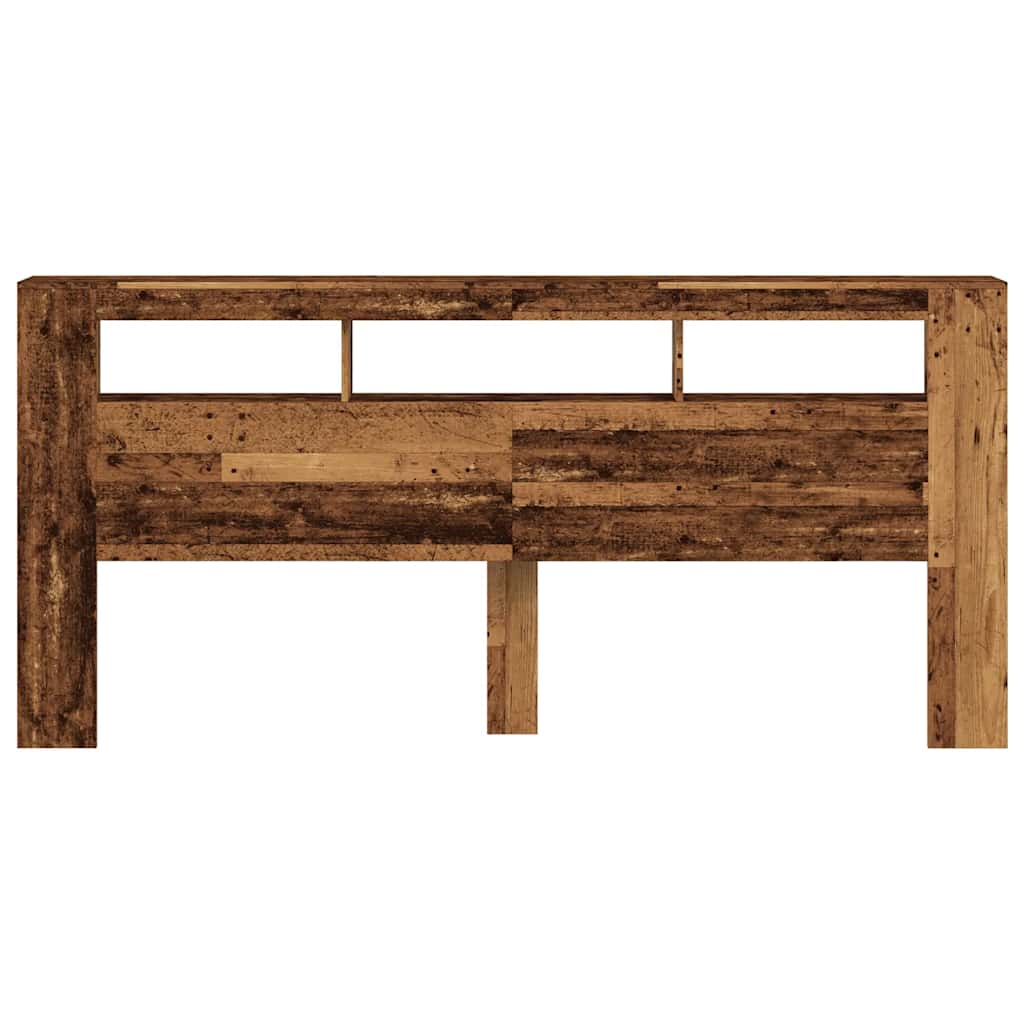 vidaXL Wezgłowie łóżka z LED, stare drewno, 220x18,5x103,5 cm