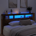 vidaXL Wezgłowie łóżka z LED, stare drewno, 220x18,5x103,5 cm