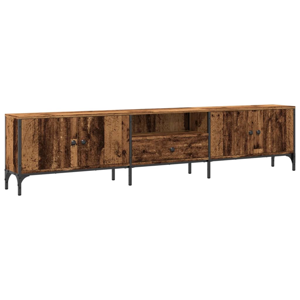 vidaXL Szafka pod TV, z szufladą, stare drewno, 200x25x44 cm