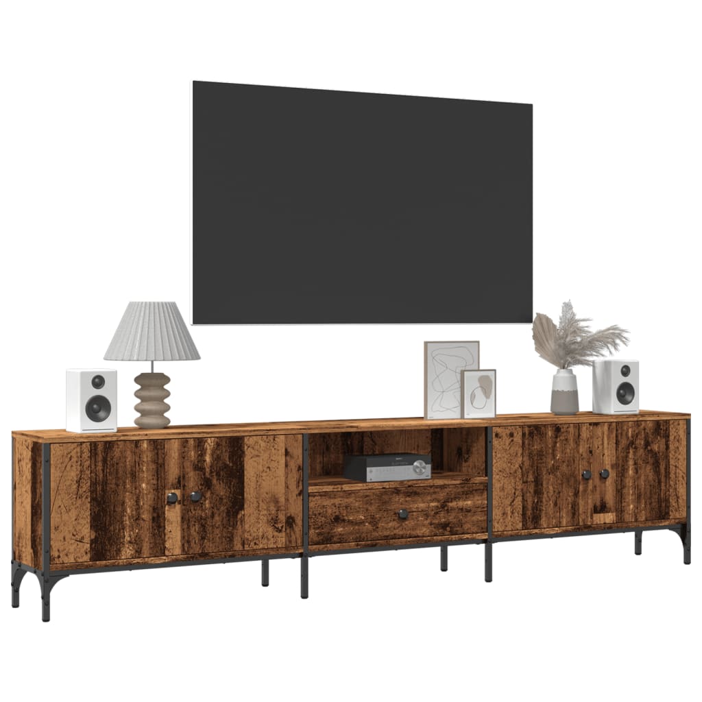vidaXL Szafka pod TV, z szufladą, stare drewno, 200x25x44 cm