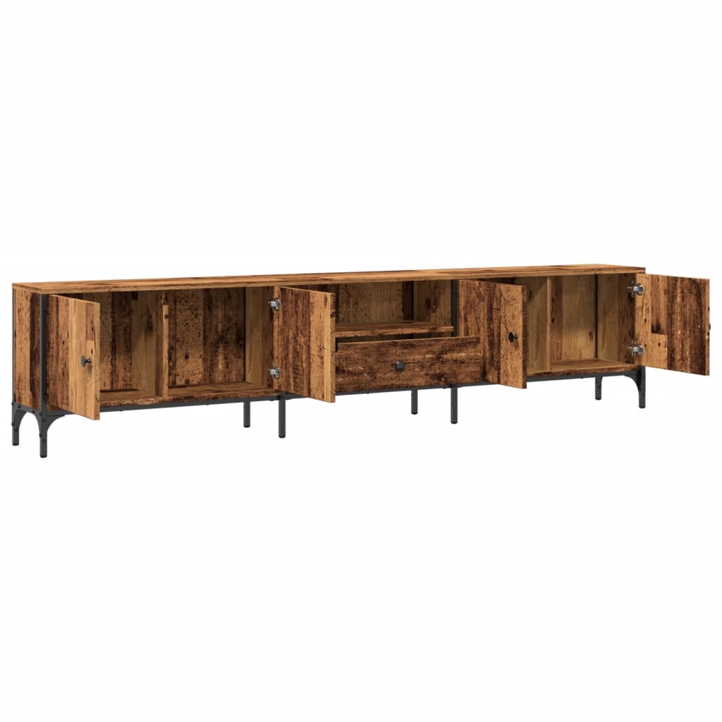 vidaXL Szafka pod TV, z szufladą, stare drewno, 200x25x44 cm