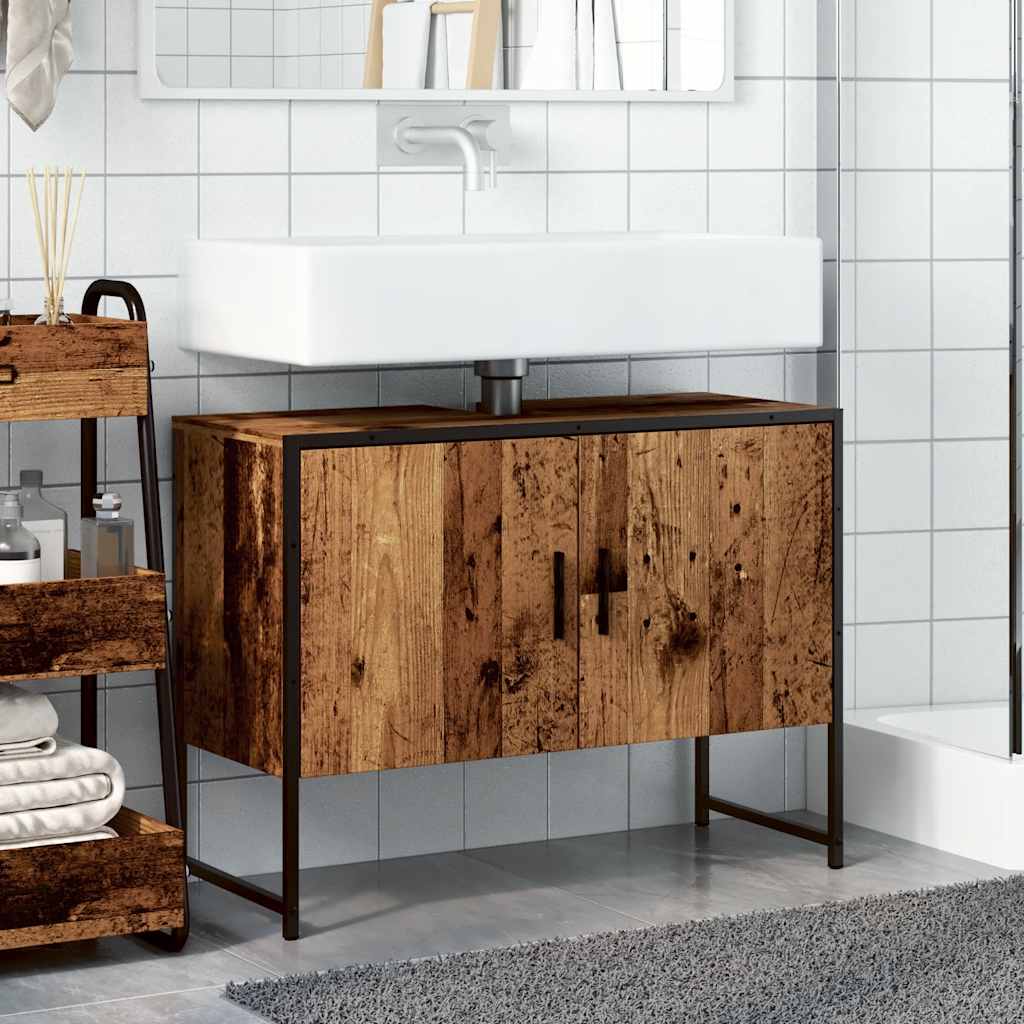 vidaXL Szafka pod umywalkę łazienkową, stare drewno, 80x33x60 cm