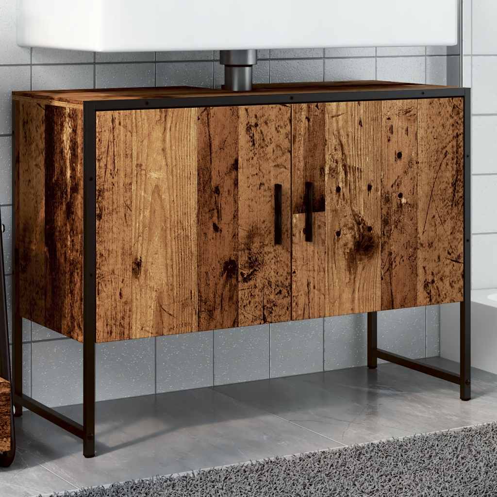 vidaXL Szafka pod umywalkę łazienkową, stare drewno, 80x33x60 cm