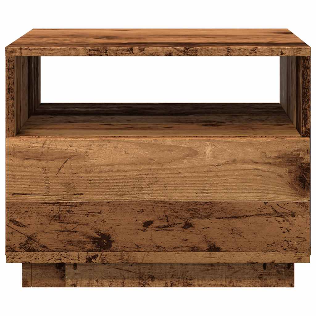vidaXL Stolik kawowy z oświetleniem LED, stare drewno, 50x49x40 cm