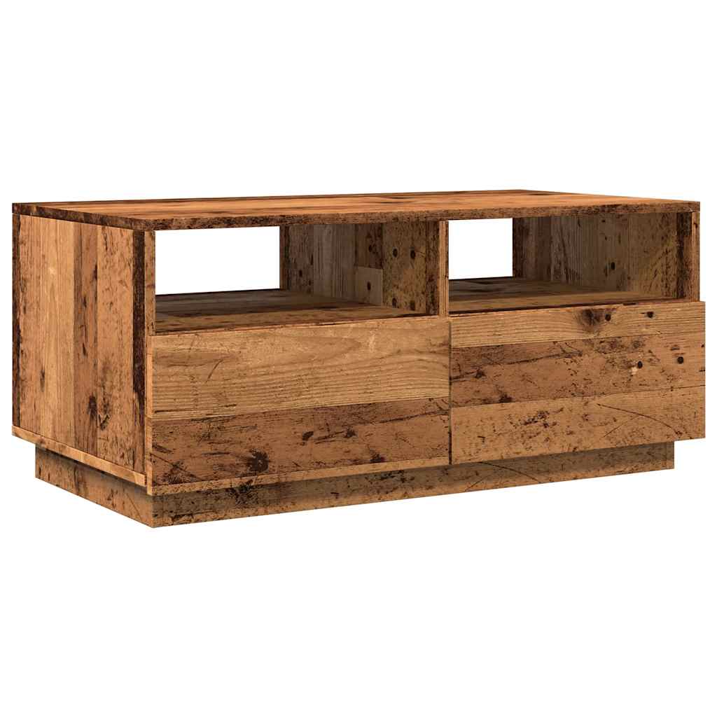 vidaXL Stolik kawowy z oświetleniem LED, stare drewno, 90x49x40 cm