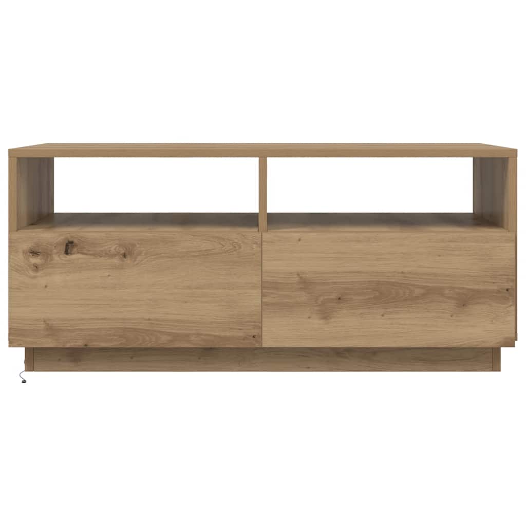 vidaXL Stolik kawowy z oświetleniem LED, dąb artisan, 90x49x40 cm
