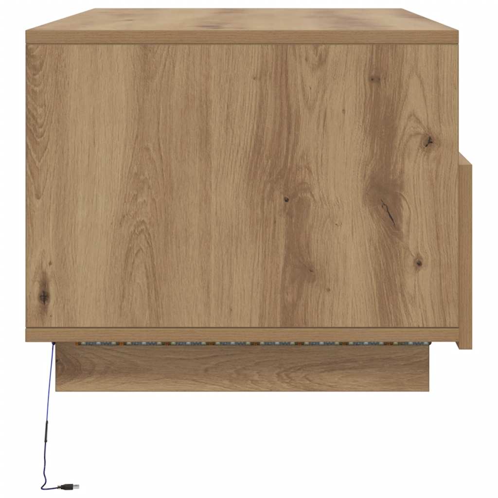 vidaXL Stolik kawowy z oświetleniem LED, dąb artisan, 90x49x40 cm
