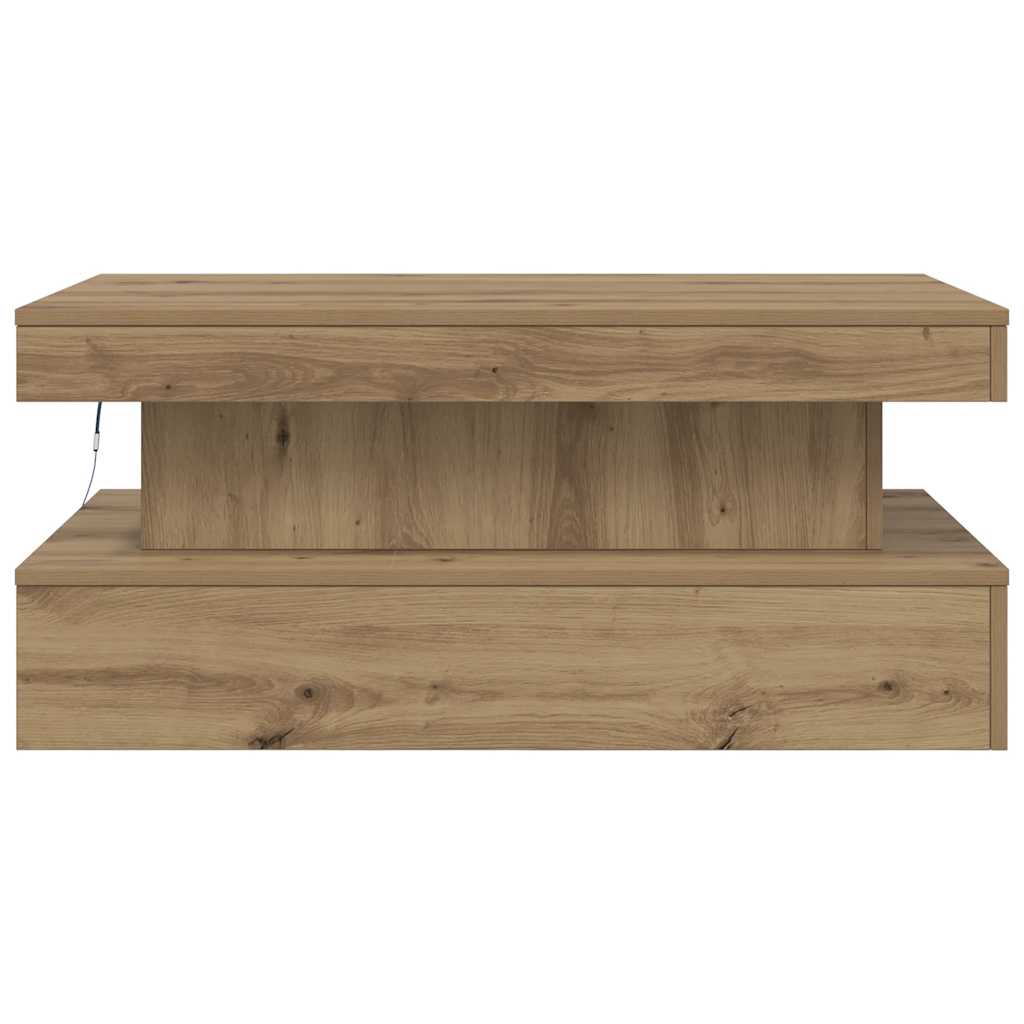 vidaXL Stolik kawowy z oświetleniem LED, dąb artisian, 90x50x40 cm