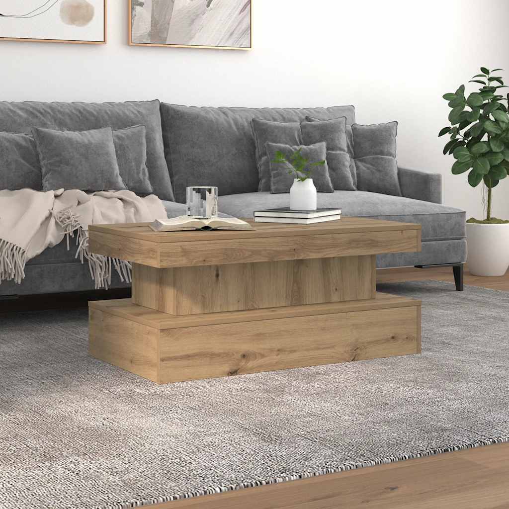 vidaXL Stolik kawowy z oświetleniem LED, dąb artisian, 90x50x40 cm