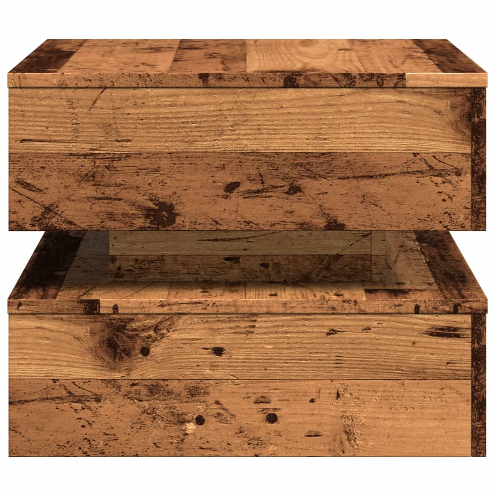 vidaXL Stolik kawowy z oświetleniem LED, stare drewno, 50x50x40 cm