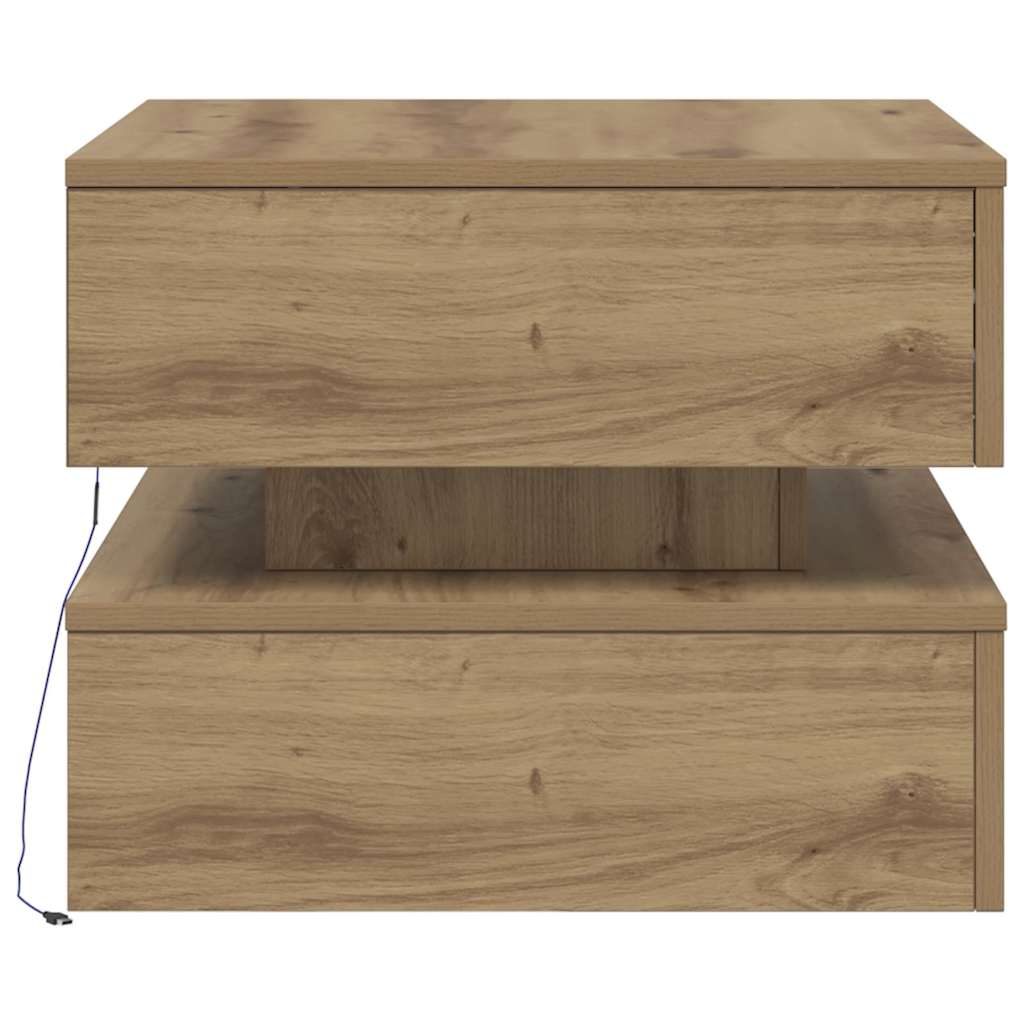 vidaXL Stolik kawowy z oświetleniem LED, dąb artisian, 50x50x40 cm