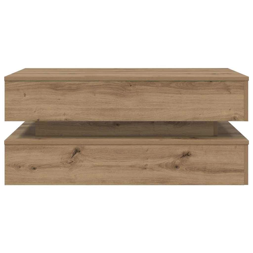vidaXL Stolik kawowy z oświetleniem LED, dąb artisian, 90x50x40 cm