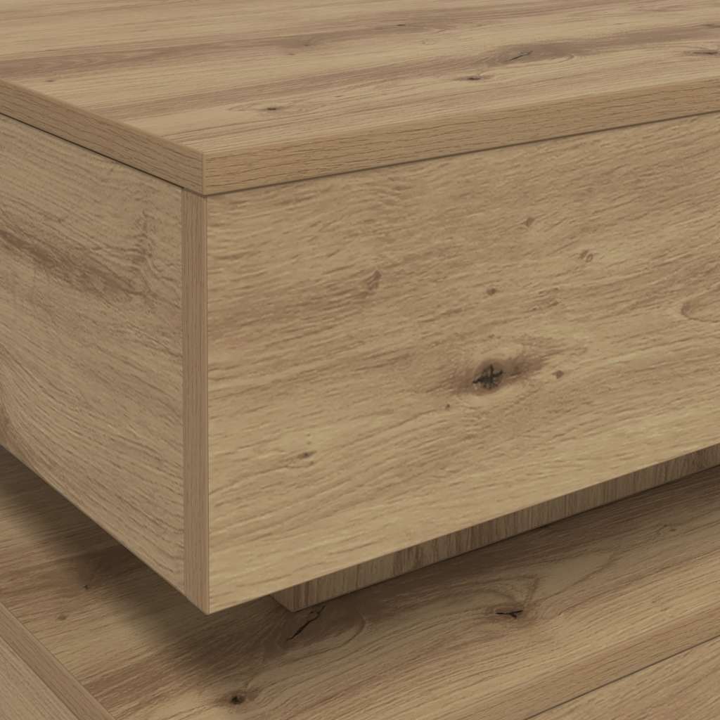 vidaXL Stolik kawowy z oświetleniem LED, dąb artisian, 90x50x40 cm