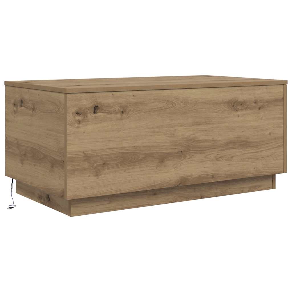 vidaXL Stolik kawowy z oświetleniem LED, dąb artisan, 90x50x40 cm