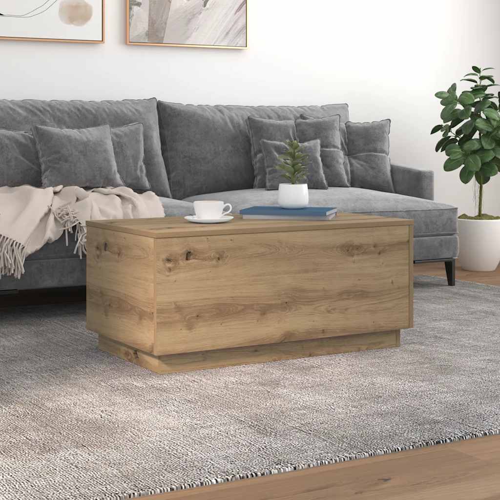 vidaXL Stolik kawowy z oświetleniem LED, dąb artisan, 90x50x40 cm