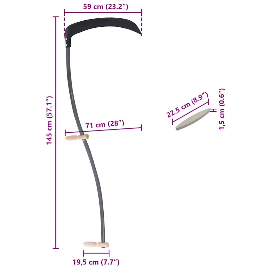 vidaXL Kosa z kamieniem szlifierskim 145 cm
